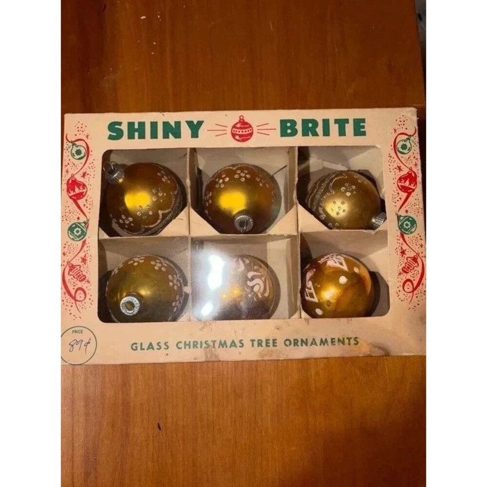 Shiny Brite Gold Stenciled Ornaments
